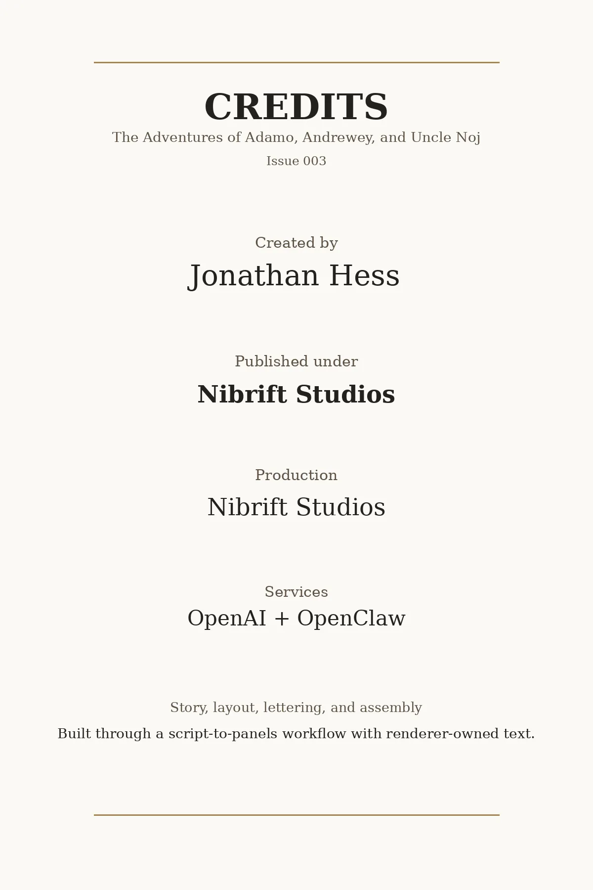 Issue 003 Credits
