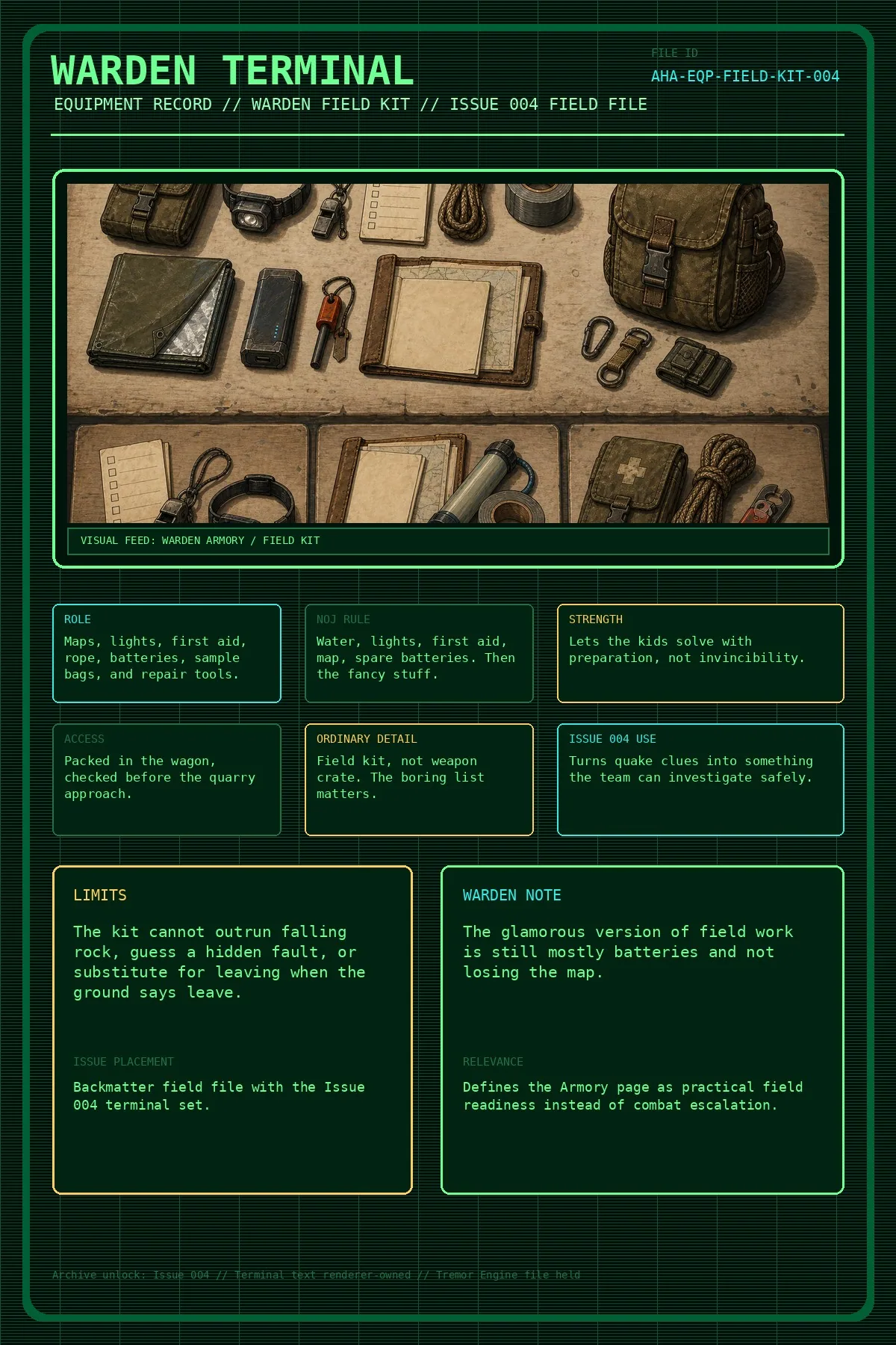 Issue 004 terminal warden field kit
